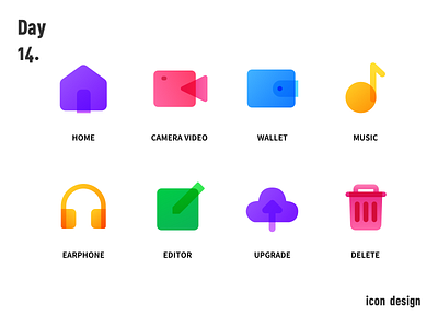 Icons design 100days camera delete design earphone editor home icon design iconography icons multiply music similar color upgrade wallet