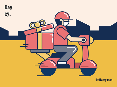 delivery man 100days design gift illustration motorcycle