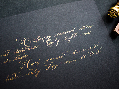 Calligraphy black and gold calligraphy dip pen hand lettered quote design spencerian