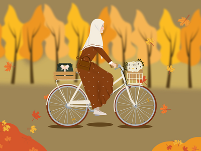 Cycling in autumn autumn bike vector