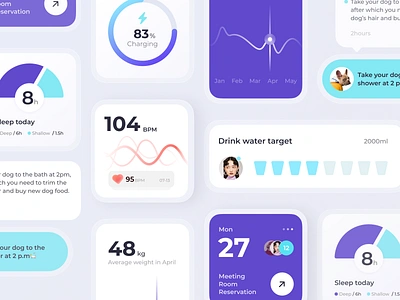 System Widget3 button component controls design health icon meeting purple schedule sleep system to do list ui water widget