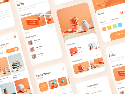 shopping app app branding ceramic design icon illustration orange shopping app ui ux 图标