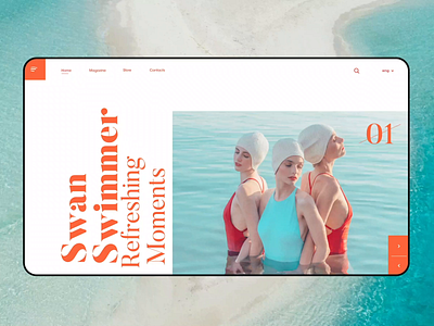 Magazine web design animation flat model photo store swimming ui ux visual wab web design