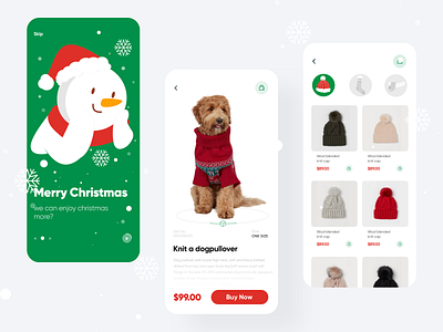 Christmas-Themed Shopping App🎄🎅⛄️❄️ application cap christmas party design design app electricity green illustration shop shopping ui ux winter