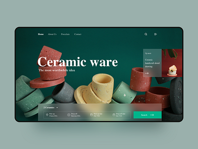 Ceramic Customization Web Design app art blur ceramic clean decoration design embellishment green icon image porcelain teapot transaction ui ux web web design website