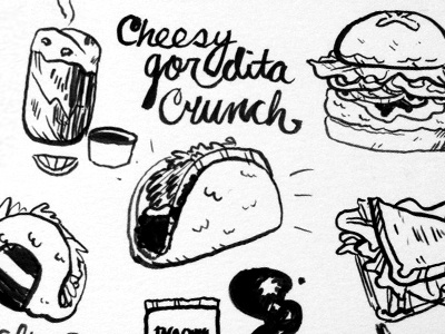 Munchies burger doodles food icons ink tacobell