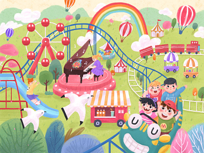 Amusement park 2020 design ferris wheel illustration picture books ps roller coaster