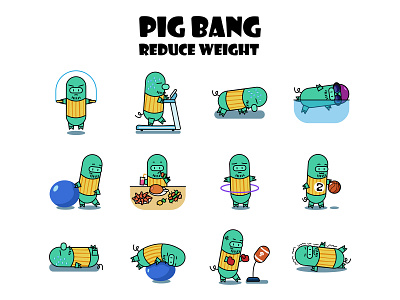 Pig Bang Reduce Weight 2019 design illustration movment pig vector