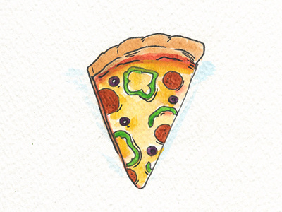 100DayProject Pizza food illustration paint pizza toppings watercolor