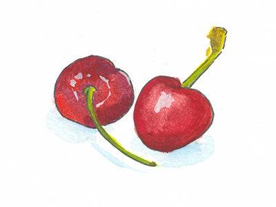 100DayProject Cherries cherry food fruit illustration paint watercolor