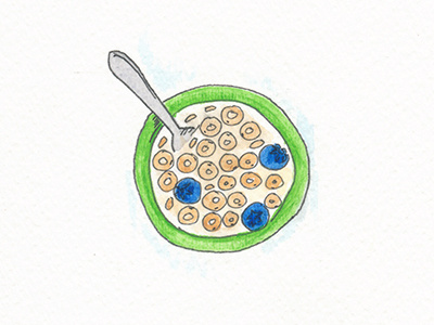 100DayProject Cheerios breakfast cereal food fruit illustration morning paint watercolor