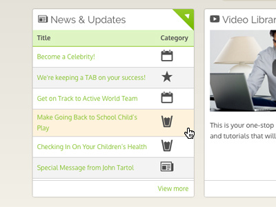 News & Updates module news feed ui ux