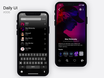 Daily UI #006 006 adobe xd adobexd app daily ui daily ui 006 daily ui challange dailyui design mobile mobile app design mobile design music app music app ui profile profile page ui user interface