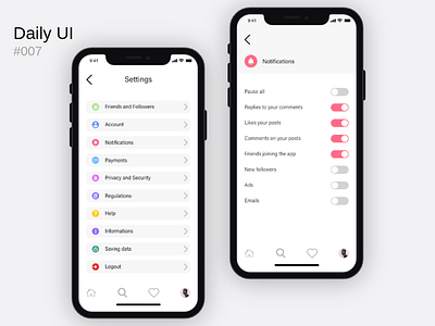 Daily UI #007 007 adobe xd adobexd app clean design clean ui daily ui daily ui 007 daily ui challange dailyui design mobile mobile app design mobile design settings settings ui simple clean interface ui user interface