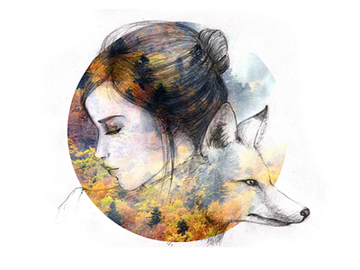 Illustration - personal project animal illustration pencil woman