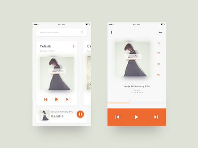 Music App album app clean design graphic icon illustration indie music interface ios iphone mobile app music music app player ui ux xd