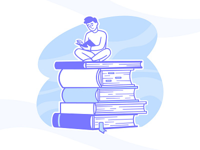 Reading book blue books boy education guy illustrations illustrator procreate reading book study vector
