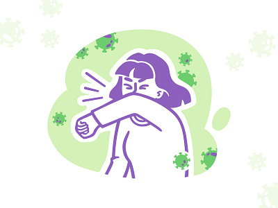Sneezing coronavirus covid19 girl green illustrations illustrator procreate purple sketch sneeze speedpaint vector