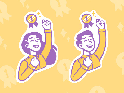 Success boy girl illustrations illustrator medal procreate purple shine sketch speedpaint success vector victory yellow