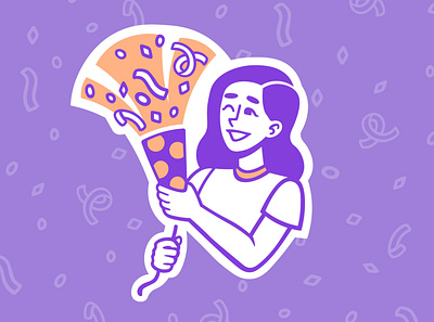 Confetti confetti cracker girl happy holiday illustrations illustrator mood orange party procreate purple sketch speedpaint vector weekend