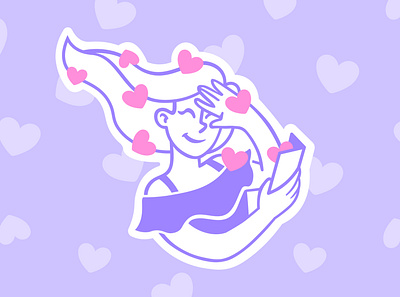 Wave of love gif girl hearts hurt illustrations illustrator love merculove merkulove procreate purple sketch speedpaint vector wave