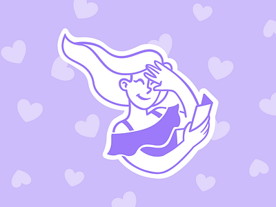 Animated illustration "Wave of love" animation gif girl hearts illustration illustrations illustrator love purple wave