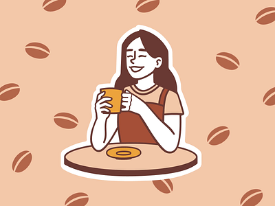 Girl with coffee cup animation brown cafe coffee gif girl illustration illustrations illustrator koshutrina merkulove procreate sketch speedpaint table vector