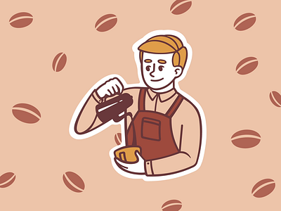 Barista Prepares Coffee animation barista boy brown cafe coffee design gif illustration illustrations illustrator koshutrina merkulove procreate sketch speedpaint tea vector