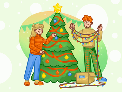 Preparing for Christmas and New Year animation christmas christmas tree design friends gif holiday illustrations illustrator merkulove new year preparing procreate