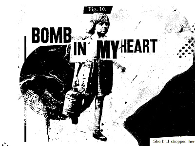 Collage. Bomb in my heart. collage illustration minimalist texture