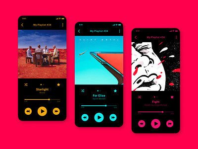 Music Player - UI Design apple music colorful dailyui dark mode minimal mobile music player music player ui song spotify uiux