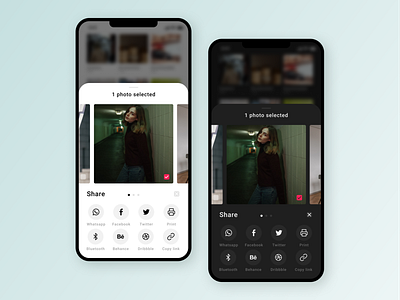 Social Share - UI Design dailyui dark mode dribbble minimal mobile send share social social network ui uiux