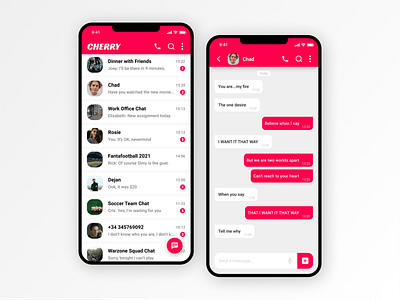 Direct Messaging - UI Design chat cherry dailyui messages messaging minimal text ui uiux whatsapp