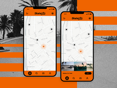 Location Map - UI Design dailyui finder location map maps navigation skateboard skatepark street ui urban