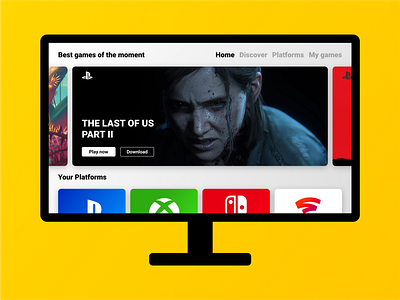 TV App - UI Design dailyui gamer games nintendo playstation smart tv streaming streaming app television tv tv app ui xbox