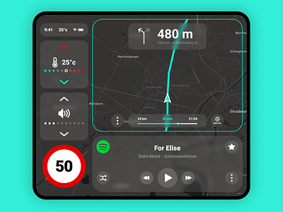 Car Interface - UI Design auto car car interface dailyux monitor navigator route screen tesla ui uiux