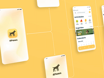 4Paws animation app chartflow design dog interaction interface interface design mobile paws pet ui ui design userflow ux ux design uxui vector walk yellow