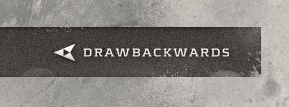 Drawbackwards distressed logo