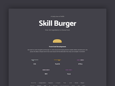 Skill Burger hamburger portfolio skills website