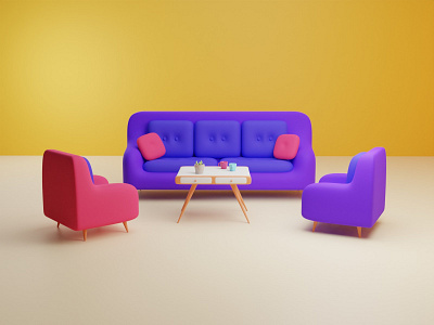 Living room in Blender 3D 3d blender design sofa