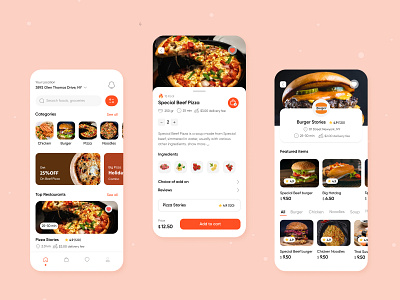 Food Delivery App app burger clean ui design food food app food delivery app mobile mobile app pizza ui uiux ux