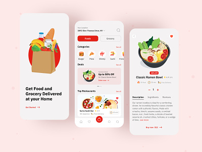 Food & Grocery App! android app app design best clean delivery design ecommerc food food grocery app food app food delivery app grocery ios mobile products ui uiux ux