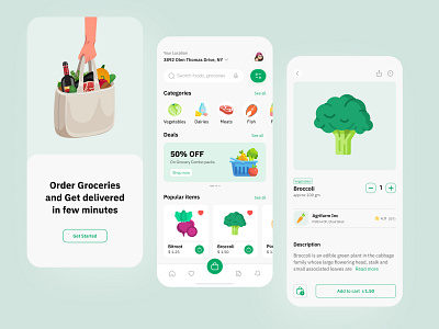 Grocery App Ui app clean ui delivery ecommerce food fruits grocery grocery app grocery delivery grocery store market minimal mobile supermarket ui ui design ux vegetables