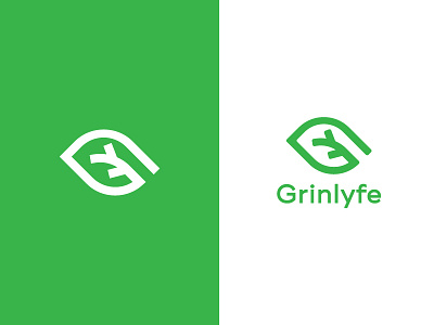 Grinlyfe (G+ Leaf) ayurvedic branding eco friendly feminine geometric green leaf letter g letter logo logo natural organic