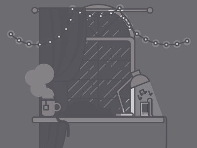 Mood cat illustrator line art mood moody rainy rainy day sleeping