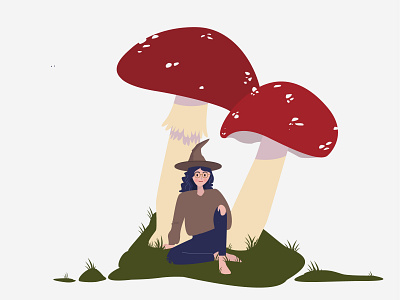 Mushroom botanical illustration cute illustration moody nature vectober vectober2019 witch