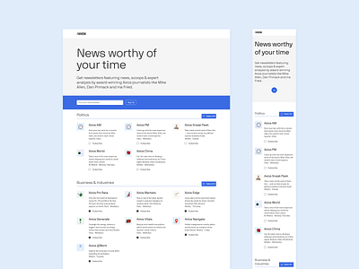 Axios Newsletters Sign Up Page