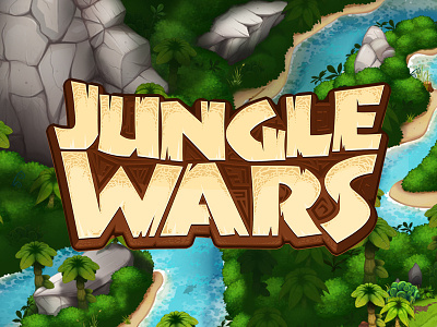Game logo - Jungle Wars cartoon concept design drawing illustration line art logo photoshop typography