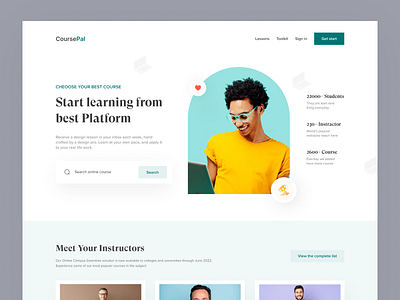 CoursePal e-Learning Header UI course website e learning education website header landing page learning learning management system learning platform onlile education online learning