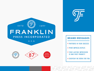 Franklin Press Inc. badge brand branding color color palette design icon logo print typography